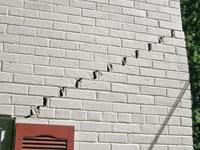 Stair-step cracks showing in a home foundation in Duluth